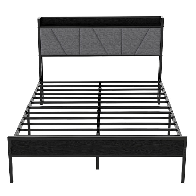 Upholstered Bed, Black, Double (4'6)