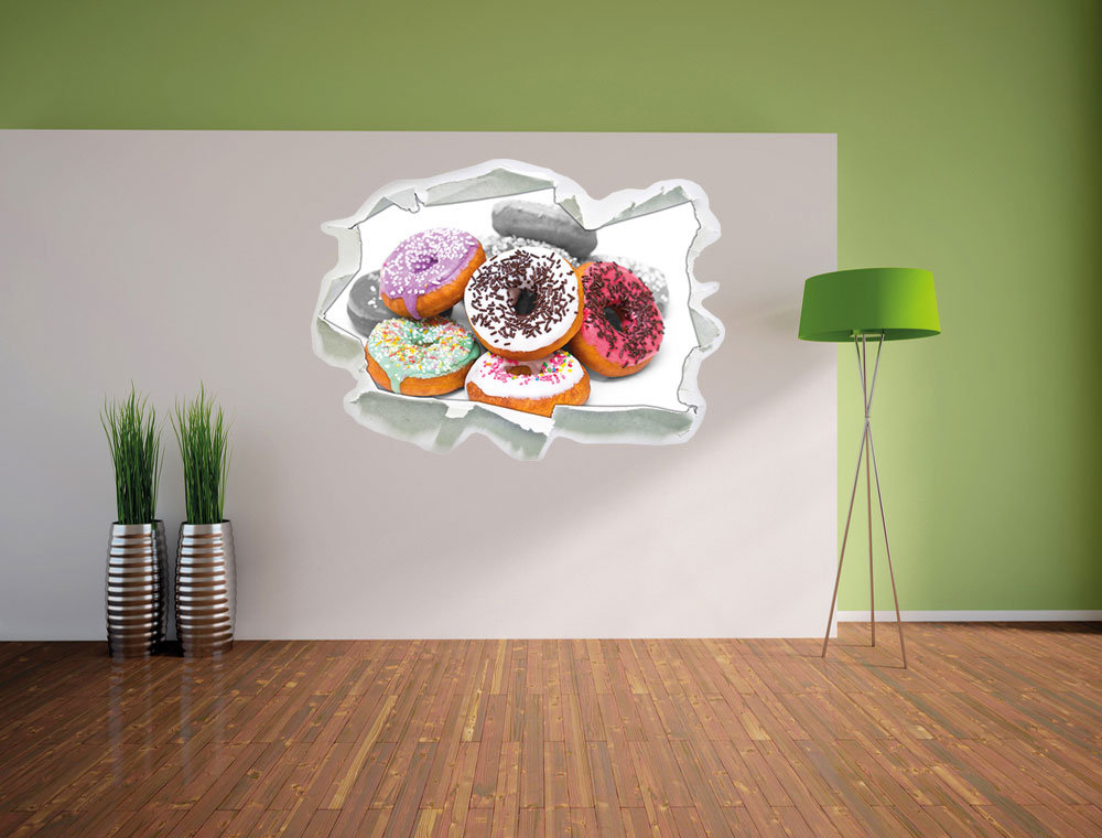 Wandtattoo Donut mit Glasur und Liebesperlen