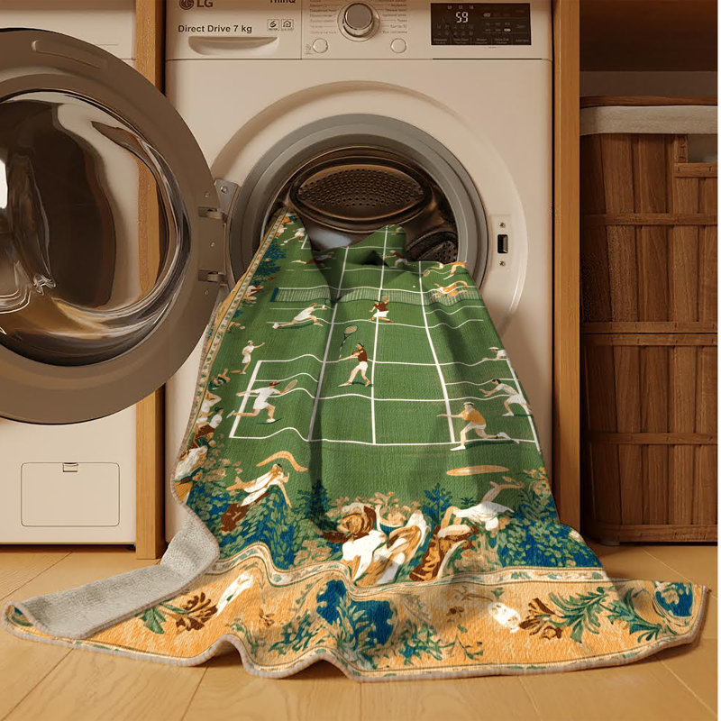 Machine Washable French Brown Area Rug, Round 5'