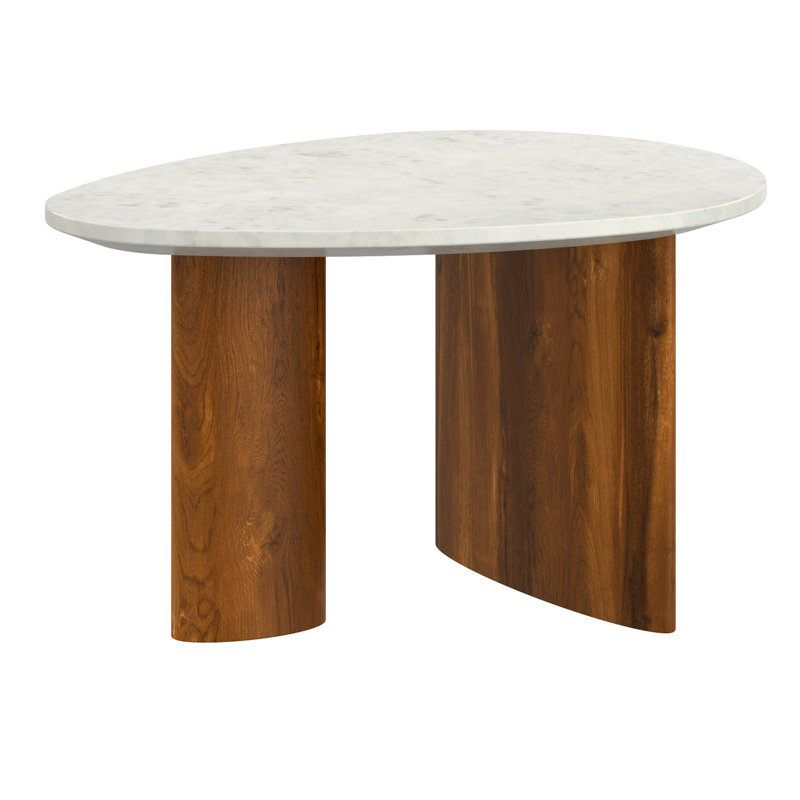 Table basse Mid-Century, Brun, Blanc / Blanc