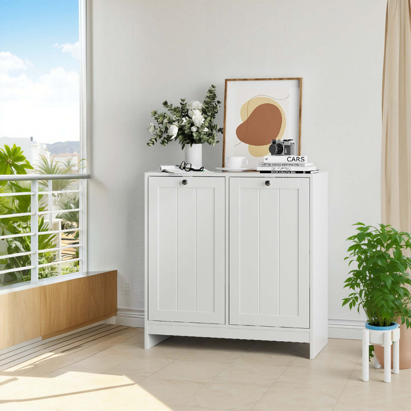 Tilted Laundry Hamper with Removable Baskets for Efficient Sorting and Space-Saving Storage.