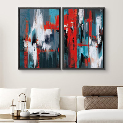 «Colorful Brushstrokes», impression d'art sur toile, ensemble de coups de pinceau industriels rouges, formes géométriques, illustrations, art moderne, coloré, multicolore, ultra moderne pour le salon, la chambre à coucher, le bureau