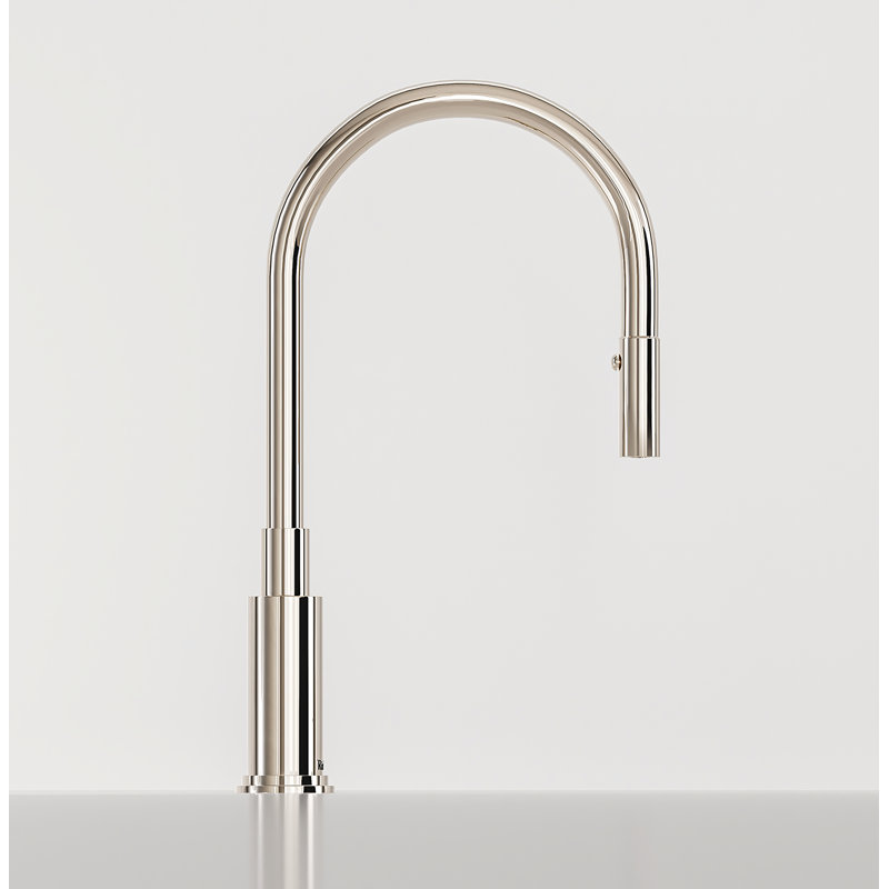LombardiaÂ® Single-Hole Pulldown Kitchen Faucet With Metal Lever, Polished Nickel
