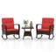 Ensemble de chaises berçantes d'extérieur en rotin 3 pièces avec table basse en verre trempé-1280106528
