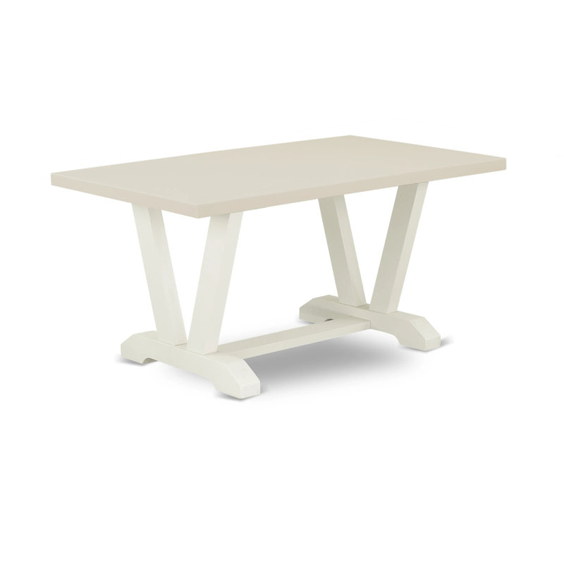 5-piece dinner table set contains a linen white (Off-White) kitchen table and 4 shitake linen fabric dining chairs with high back - Wire brushed linen white.
