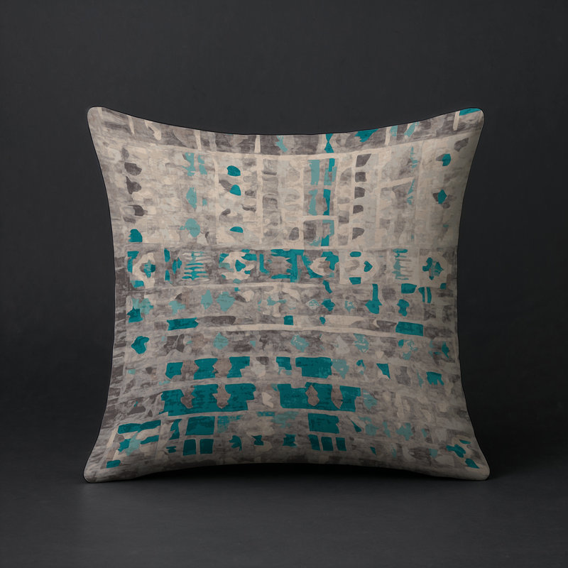 Coussin décoratif intérieur et extérieur Modern, Gris abstrait 24, Carré 16 po
