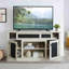 Meuble télé, console télé et média en relief avec espace de rangement ouvert et fermé et porte coulissante-1895648671