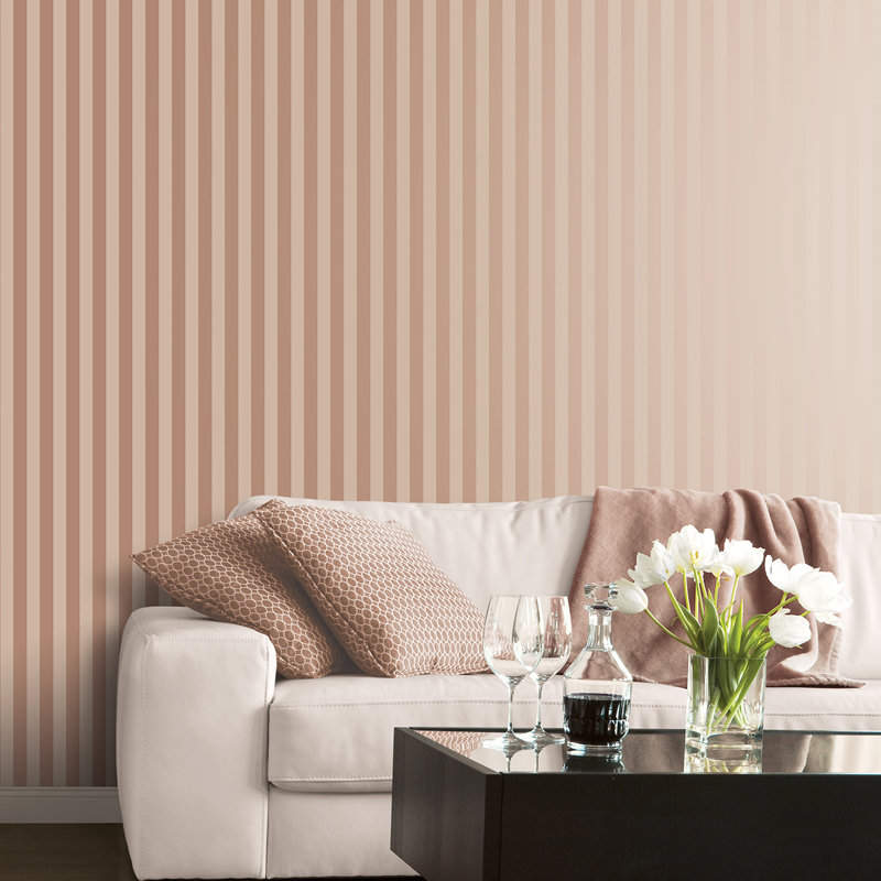 Hudspeth 10m x 52.8cm Semi-Gloss Wallpaper Roll, Rose Gold