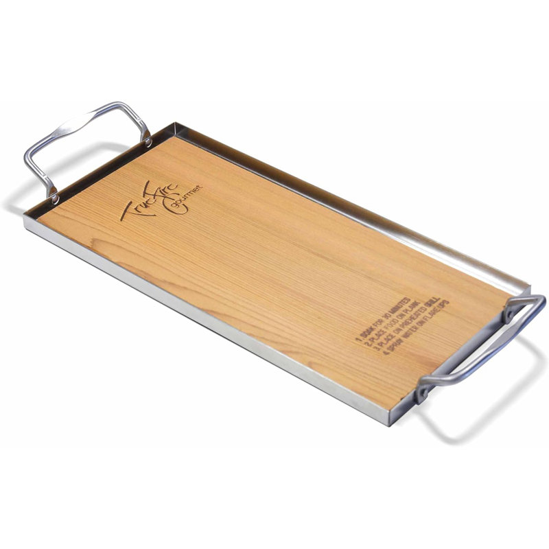 Planches de cèdre pour barbecue 7,25 po x 16 po (paquet de 10) avec plateau de service en acier inoxydable