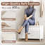 Banc de rangement pour chaussures avec rangement relevable, banc d'entrée en bois avec coussin, tablettes réglables-121234923