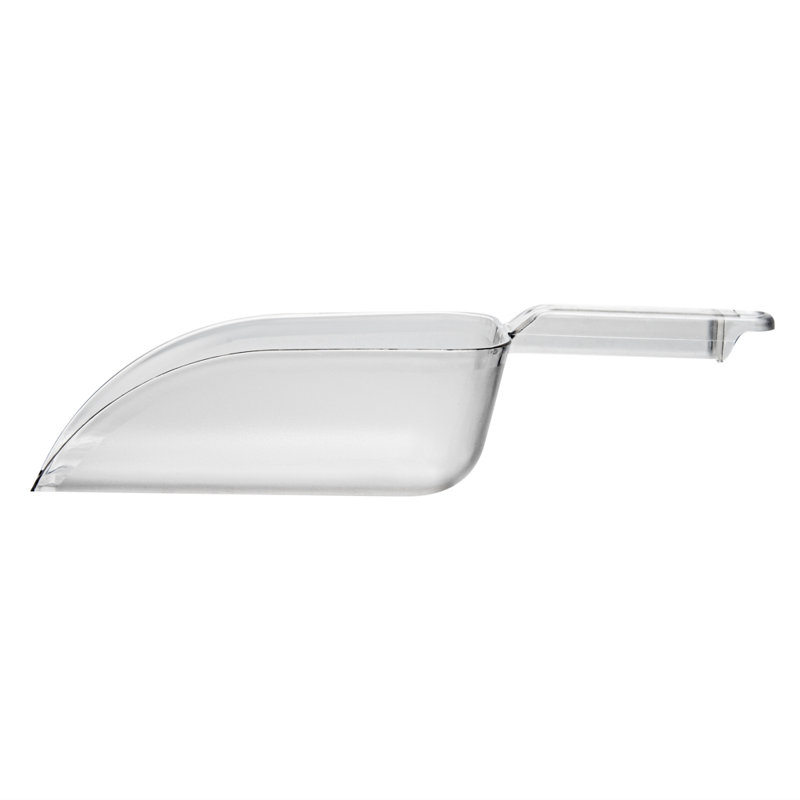 Pelle à glaçons 32 onces pour restaurant, 1 cuillère à nourriture à fond plat - bord avant biseauté, fente suspendue, pelle à farine en plastique transparent PC, légère, pour la glace ou les ingrédients secs