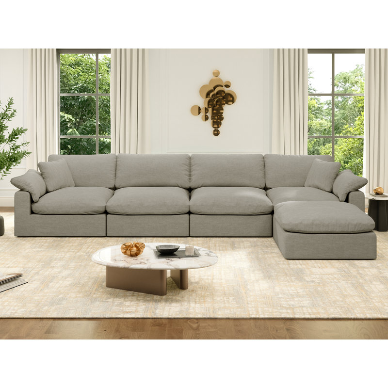 Canapé-lit modulaire Rawls, H 25,2 po x l 143 po x P 71,5 po, 5, Gris clair