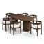 Ensemble de salle à manger 6 personnes Daney avec fauteuils rembourrés et base à double piédestal cannelé-129681280-129681281