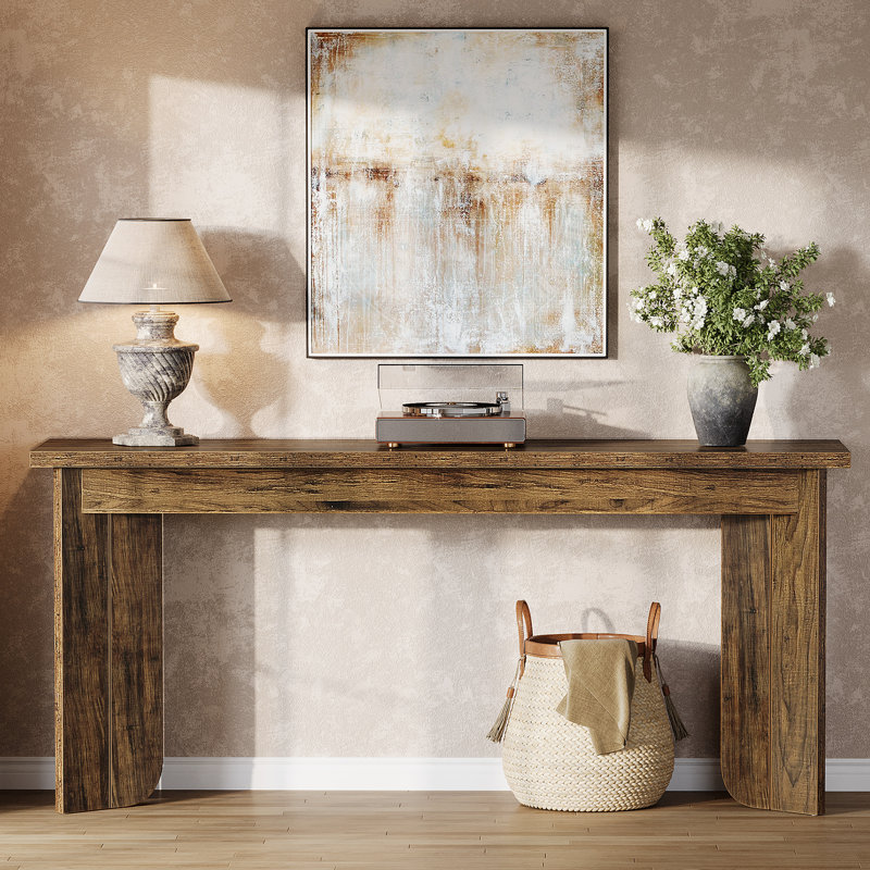 Ezekeial 70.9" Console Table Farmhouse for Living Room, Hallway, Foyer, Rustic Brown