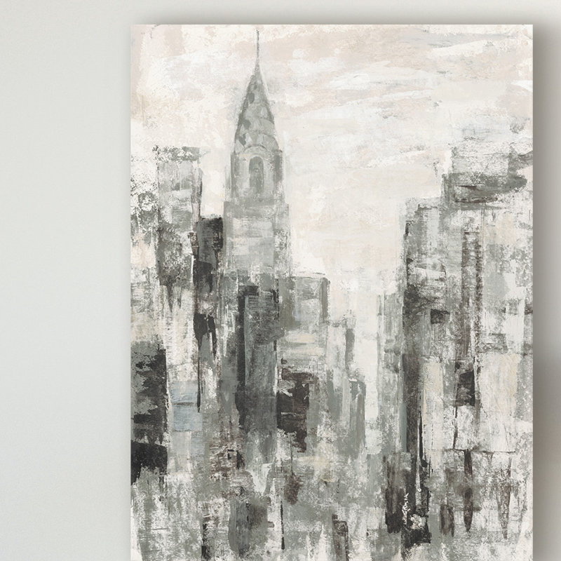 «Manhattan Neutral I Crop», reproduction de peinture acrylique sur toile tendue, H 47 po x l 35 po x P 2 po