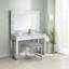 Tabouret de coiffeuse moderne gris avec siège carré en similicuir-404671768