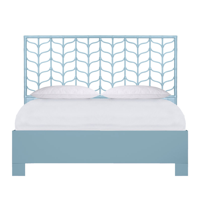 Ivy Twin Platform Bed, Citrus Orange, King, Pool Blue