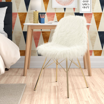 Candy Faux Fur Steel Frame 20” Wide Side Chair