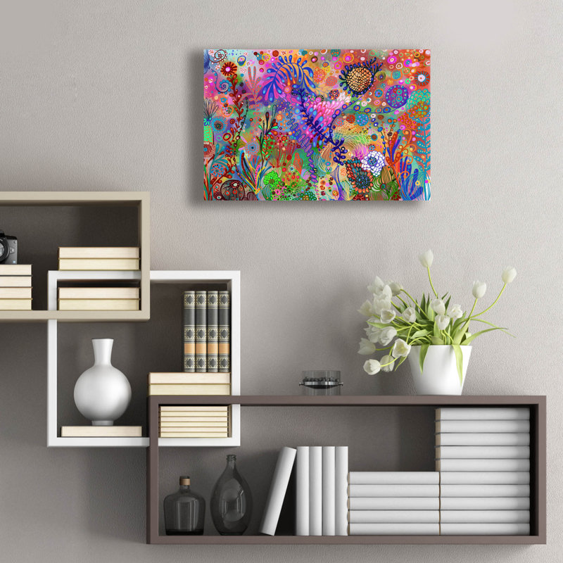 «Garden Under Sea2» par Noemi Ibarz, art mural en verre acrylique, H 16 po x l 24 po x P 0,2 po