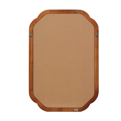 Miroir de coin arrondi en bois massif pour chambre à coucher, salle de bain, salon, entrée