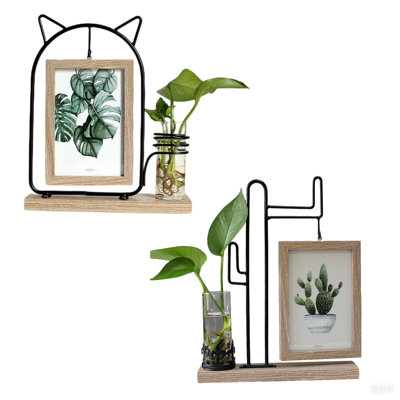 ENSEMBLE DE 2 cadres photo avec vase en verre pour plantes, cadre photo de bureau pour cadre de bureau