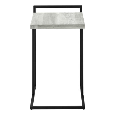 Accent Table, C-Shaped, End, Side, Snack, Living Room, Bedroom, Grey Laminate, Black Metal, Contemporary, Modern