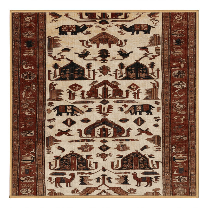 Tapis brun turc lavable à la machine, Carré 4 pi