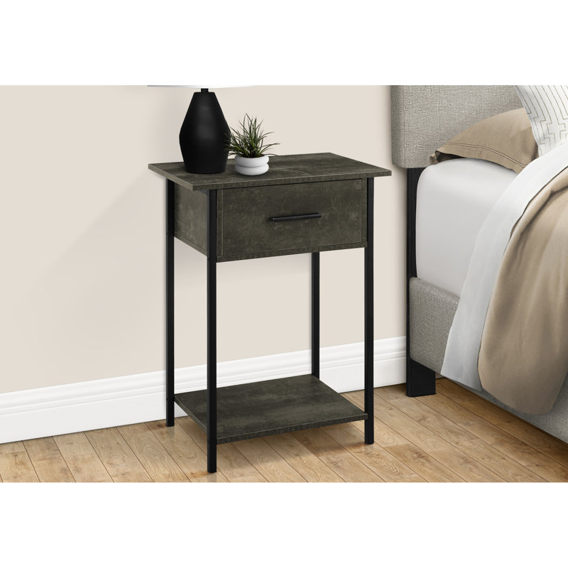 Table d'appoint à 2 niveaux pour le salon - stratifié bronze foncé et pieds en métal noir compact