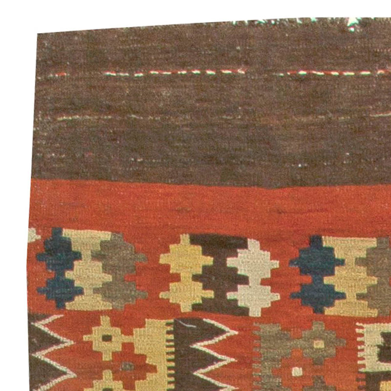 Tapis kilim en laine noué à la main 7 pi 8 po x 16 pi 8 po Vintage