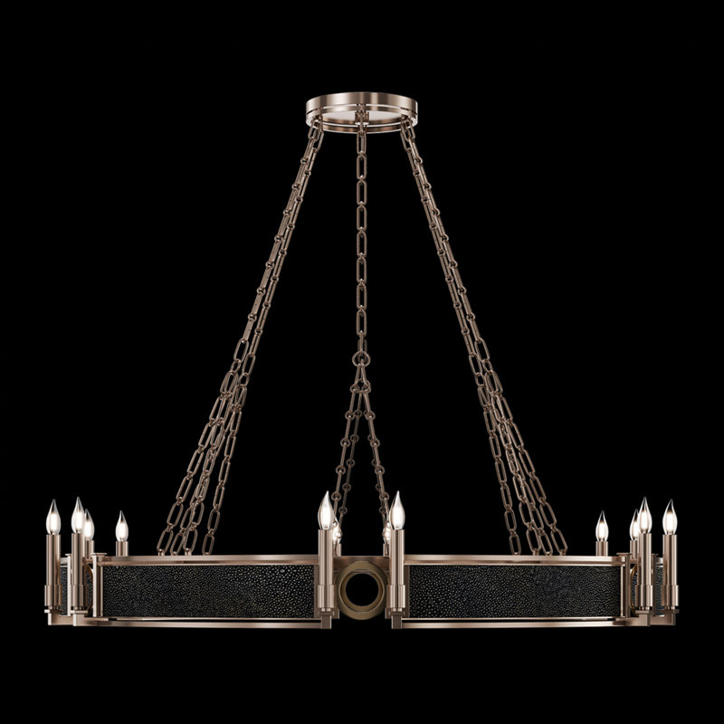 Lustre rond l 49,75 po Mirage, Chevalier noir / laiton / champagne