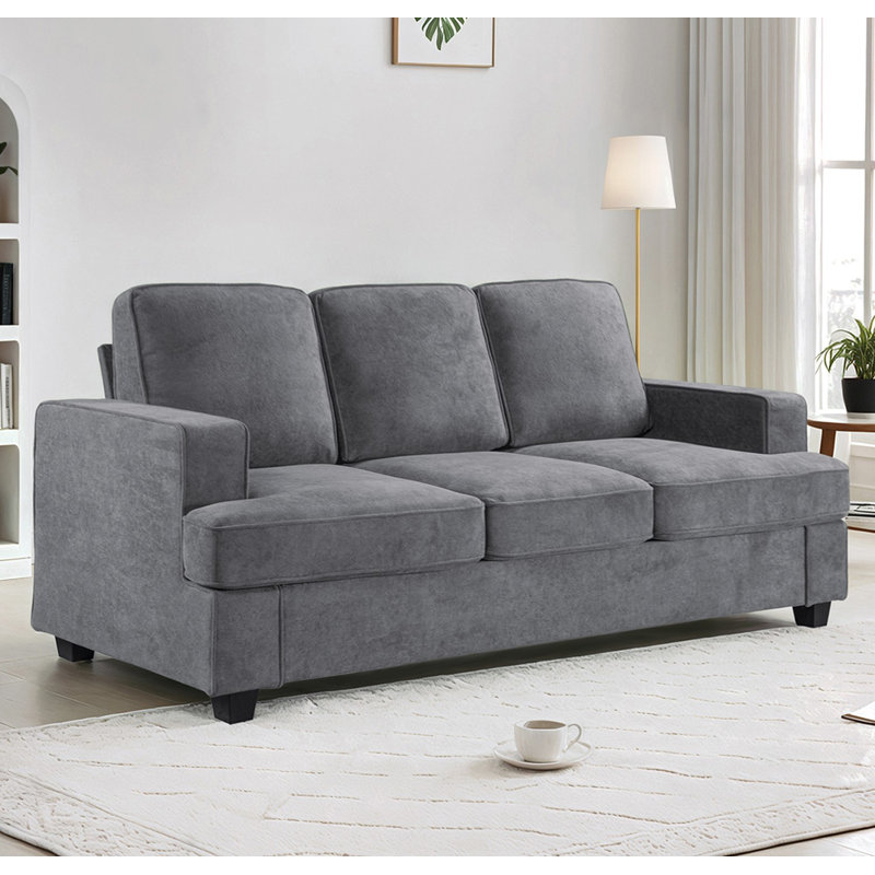 Canapé confortable en velours avec coussins moelleux pour la détente, Gris