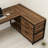 L-Shaped Dark Walnut Desk – Black Metal Base With Drawers For Home & Professional Office Setups