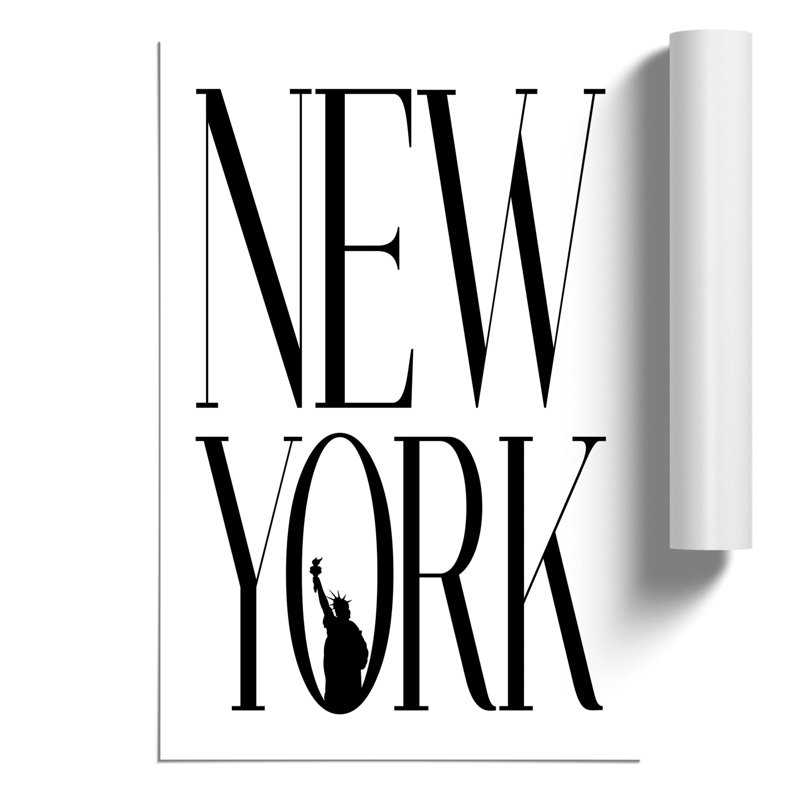 New York - Unframed Typography, 59cm H x 42cm W x 0.1cm D