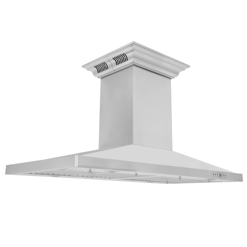 48" 400 CFM Ducted Island Range Hood in Silver