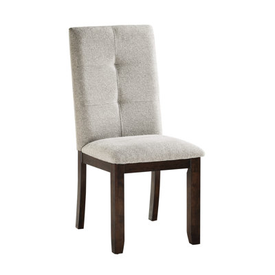 Chaises de salle à manger en bois de cerisier foncé (de 2), revêtement en chenille, capacité de 250 lb, tissu, H 17,99 po x 23,99 po x H 39,39 po avec structure de finition, dossier, poids