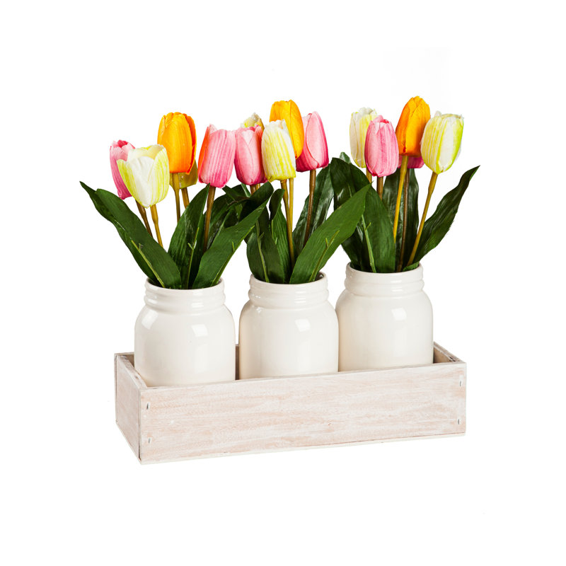 Fausse plante à fleurs 11 po dans un vase en céramique