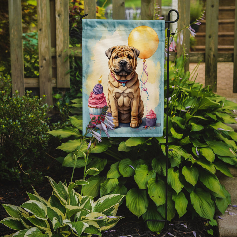 Happy Birthday Garden Flag, Shar Pei