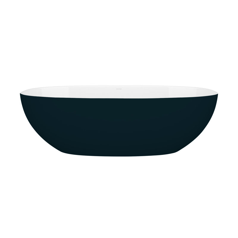 Barcelona 70.875" x 34.125" Freestanding Soaking Bathtub, Gloss White, Anthracite Gray - Matte