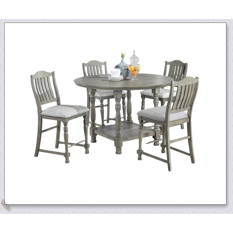 Ensemble de salle à manger à hauteur de comptoir contemporain gris clair avec sièges rembourrés moelleux et table spacieuse, parfait pour les salles à manger modernes