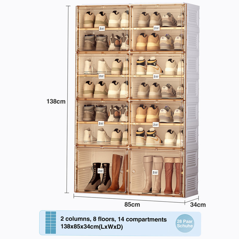 28 Pair Stackable Shoe Storage Cabinet, 54.33" H x 33.46" W x 13.39" D