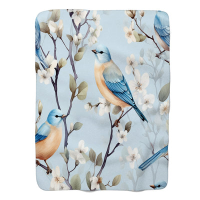 Birdsong Florals - 1 Piece Premium Sherpa Blanket