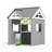 TOBBI Outdoor Wooden Kids Playhouse with Blackboard & Toy Kitchen Accessories, Backyard Play Equipment for Boys & Girls, Ages 3‑6, 41”L x 55”H, Gray