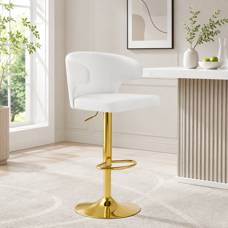 Tabouret de bar rotatif moderne, Blanc + or - 2 pièces