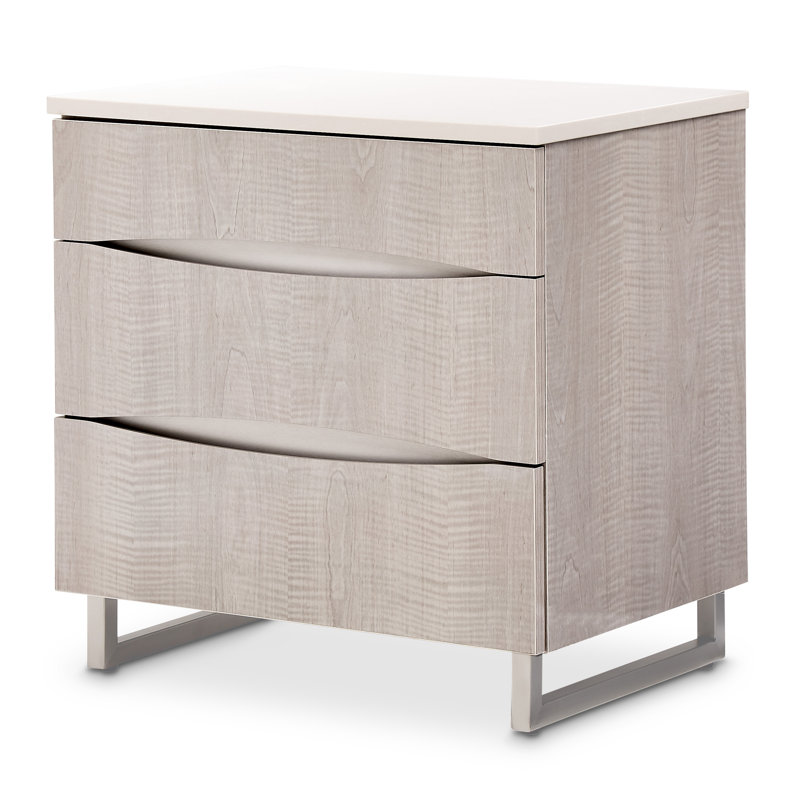 Marin 3-Drawer Nightstand - Greige