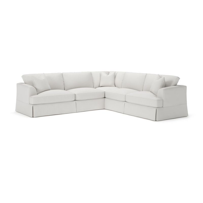 Lucia 4-Piece Slipcovered Sectional, Right Hand Facing, Macarena Beige