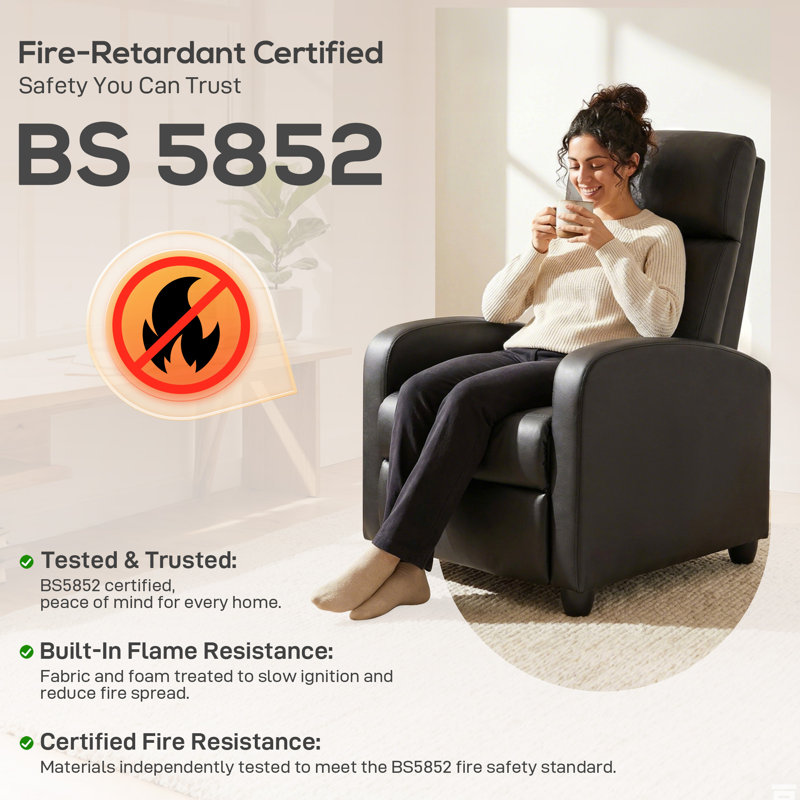 Ansley Recliner Sofa Chair PU Leather Massage Armcair w/ Remote Control, Black