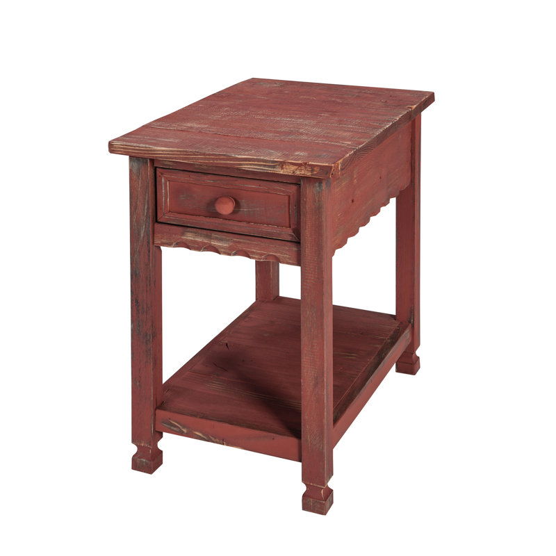 Mangum Side Table with Storage, Red