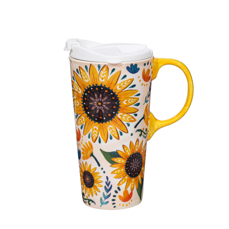 Tasse à café en céramique avec boîte-cadeau Sunflower Folk