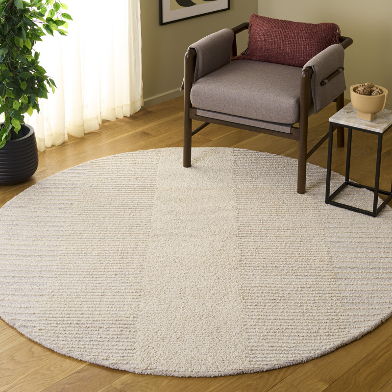 Abstract Hand Tufted Wool, Cotton Solid Color Indoor Rug, Round 6'