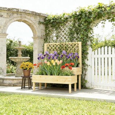 Boîte à fleurs surélevée pour patio, boîte à fleurs en treillis, lit de jardin surélevé pour l'extérieur
